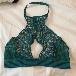 Victoria’s Secret Green Halter Lace Bra